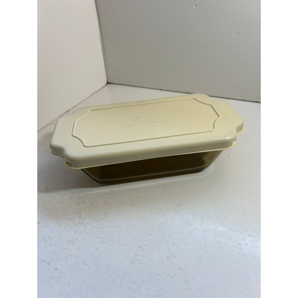 Anchor‎ Hocking Fire-King 1.5 QT Loaf Dish Amber Glass with Lid Microwave Safe